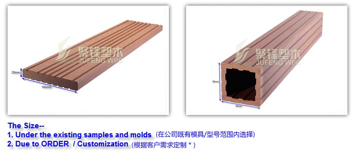 聚鋒塑木產(chǎn)品尺寸圖片,JUFENG WPC Product Sizes